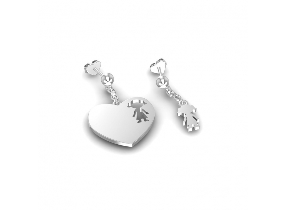 Orecchini A Cuore In Argento 925 Con Zirconi: BSE766, Placcato Platino, Regalo Elegante