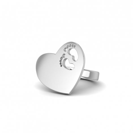 Anello cuore piedini bianco lucido